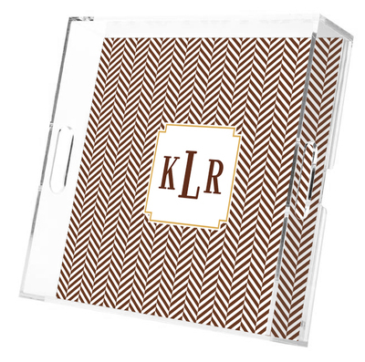 Chocolate Herringbone Lucite Trays